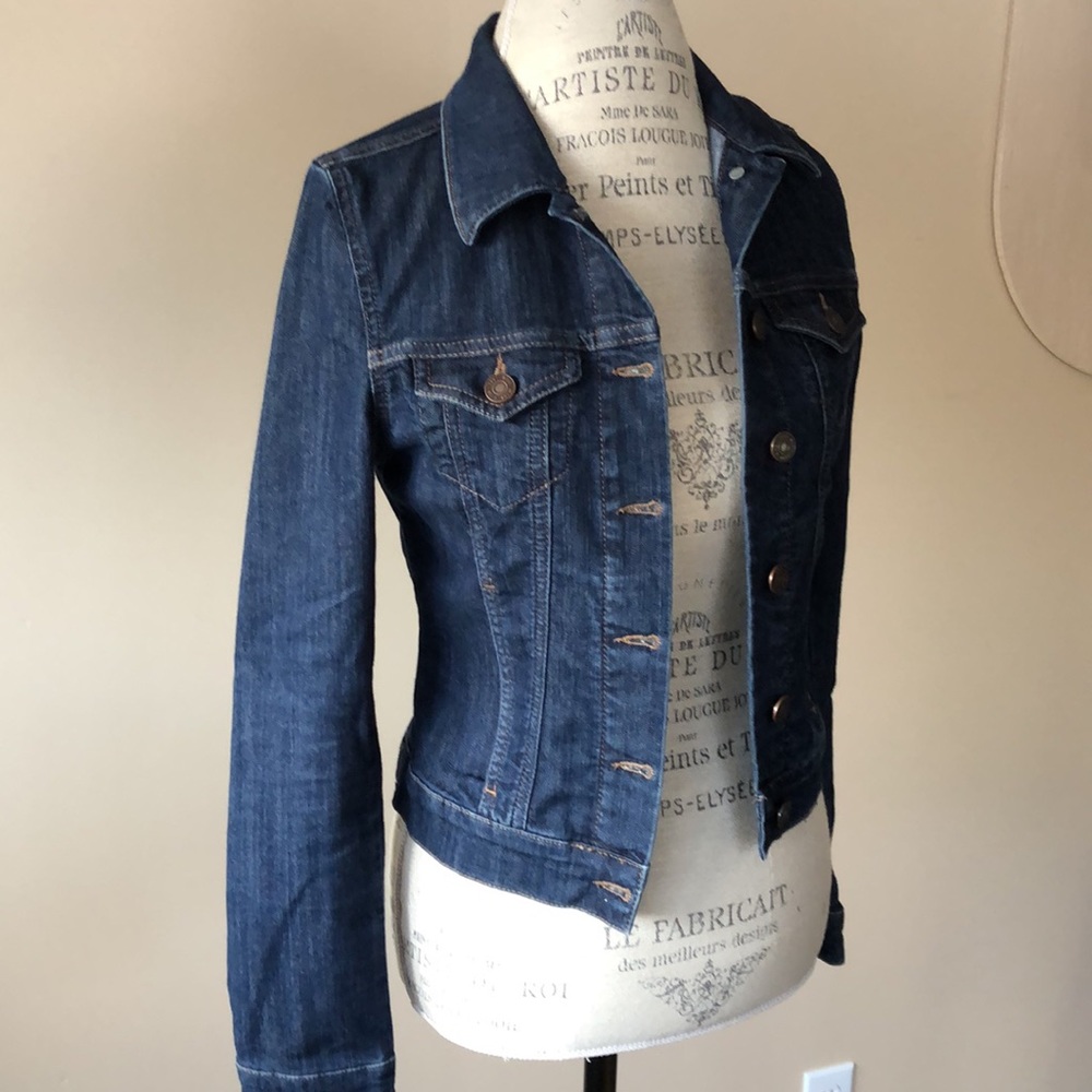 Button Up Denim Jacket, Dark Blue (size xs)